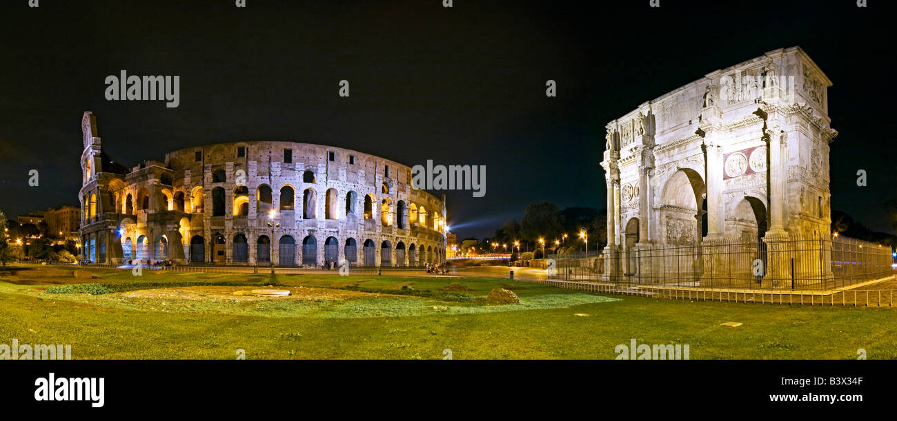 Roms Kolosseum bei Nacht Stockfoto