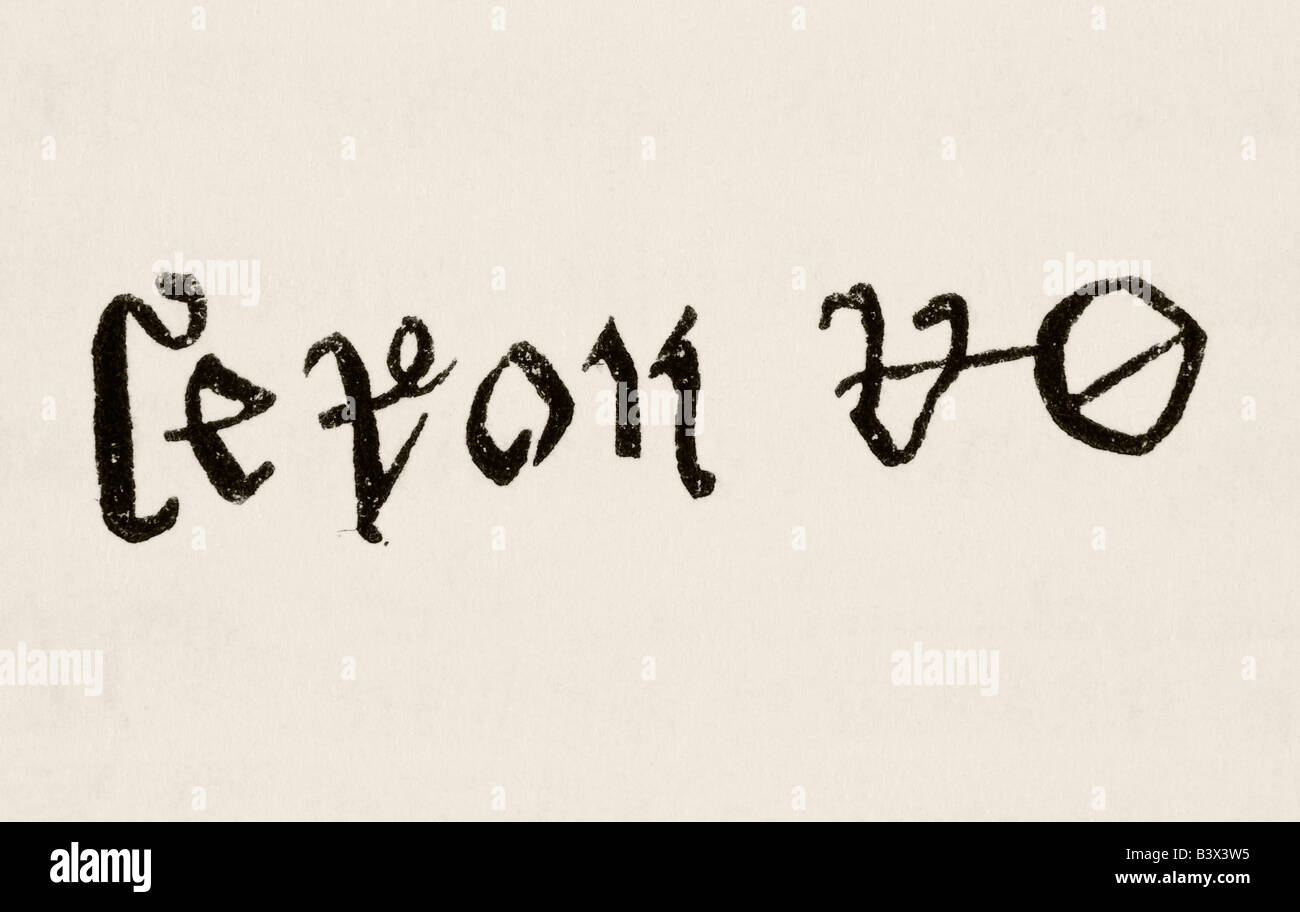 Unterschrift von König Richard II. Von England, 1367 - 1400. Stockfoto