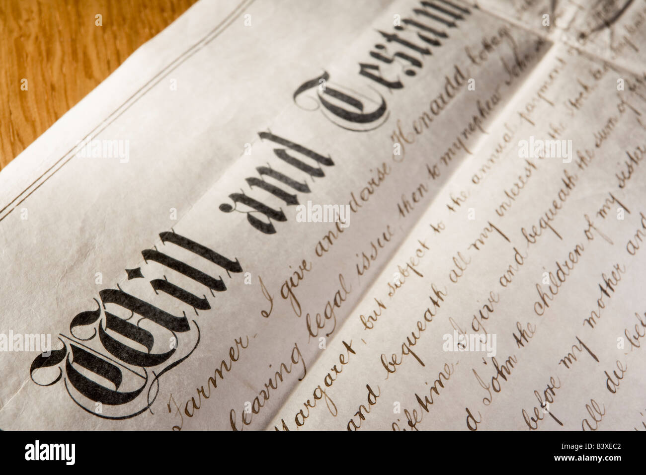 Altmodische Wille und Testament Stockfoto Altmodische Wille und Testament Stockfoto