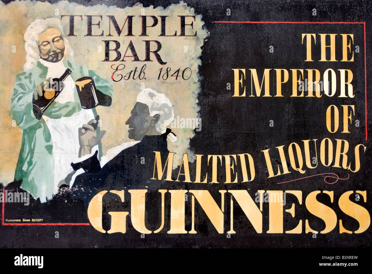 Handgemalte Guinness Zeichen außerhalb der Temple Bar in Dublin Stockfoto