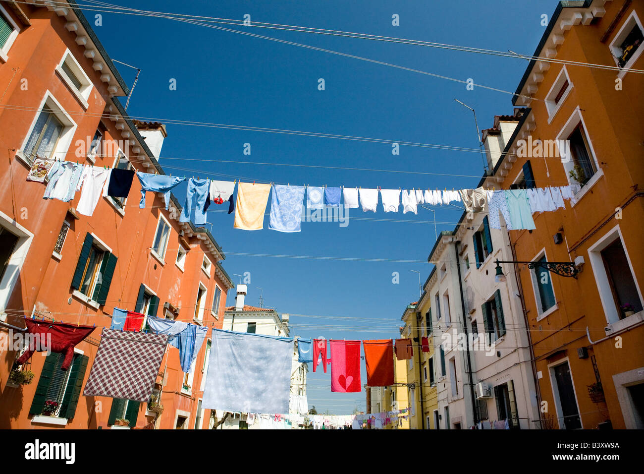 Waschen Trocknen im Stadtteil Castello Venedig Italien Stockfoto