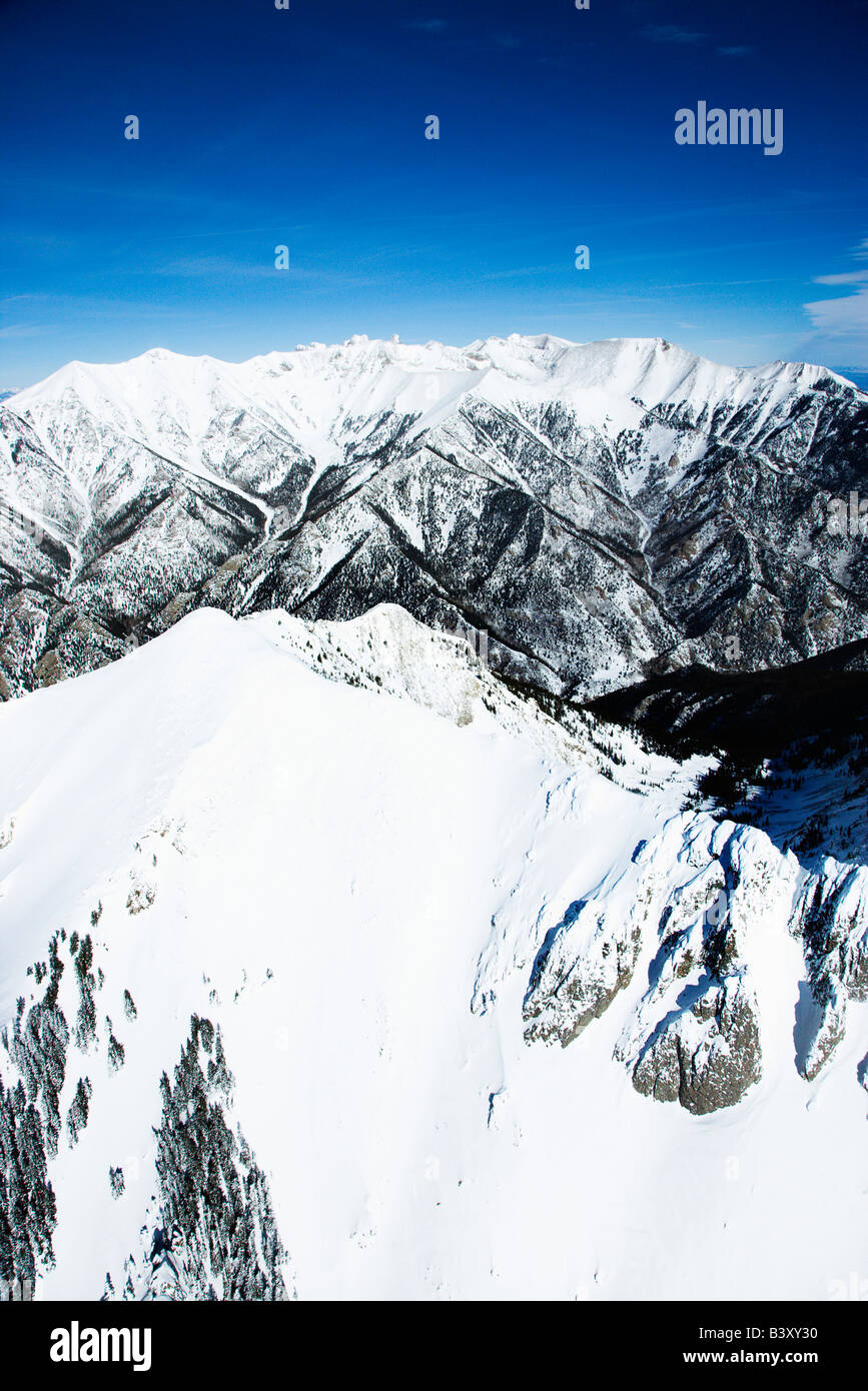 Aerial Scenic der verschneiten Sangre De Cristo Mountains Colorado USA im winter Stockfoto