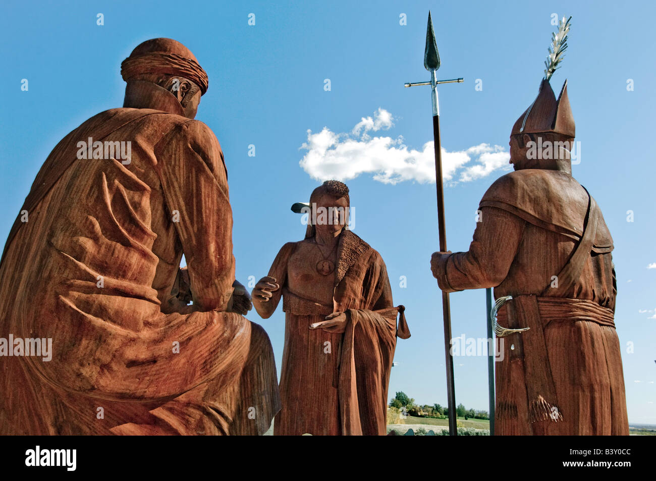 Statuen von Lewis und Clark und Chief Sheheke an der Lewis und Clark