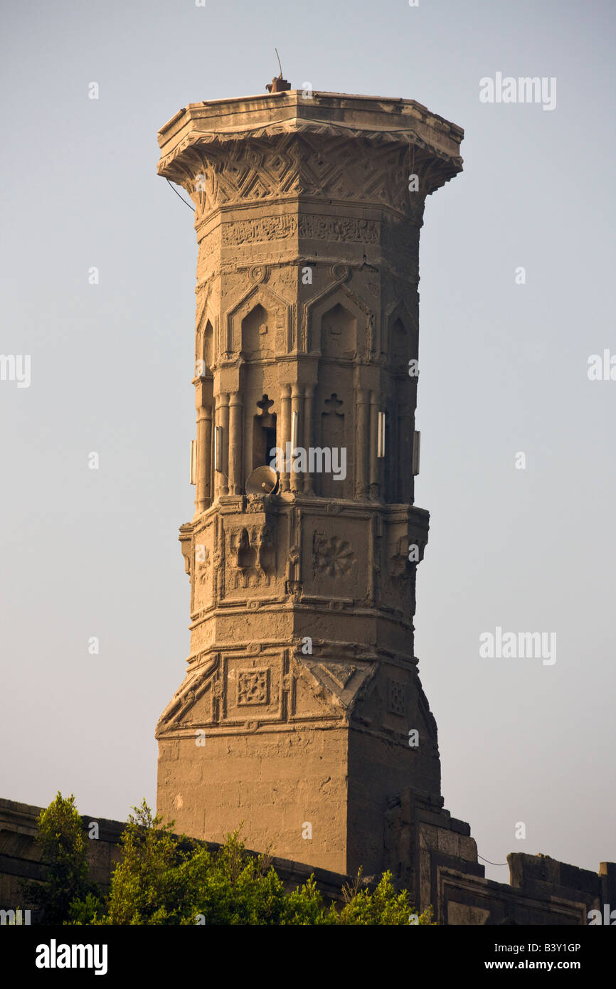 Minarett der Moschee von Qadi Yahya, Bulaq, Kairo, Ägypten Stockfoto
