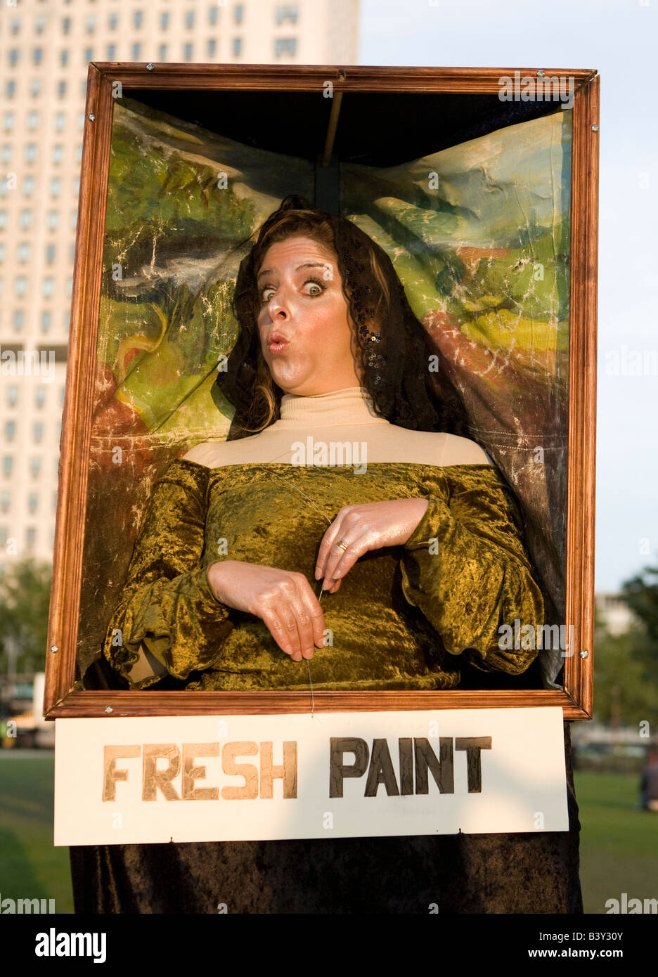 Menschliche Statue Mona Lisa Street Art lebenden Statuen South Bank London UK Europe Stockfoto