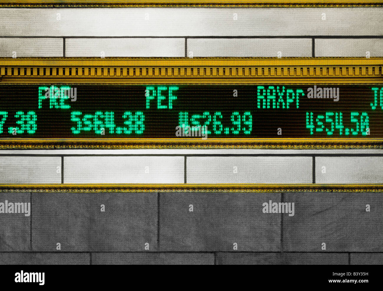 Elektronisches Börsenamt. Börsendaten der New Yorker Börse an der Wall Street USA. Stockfoto