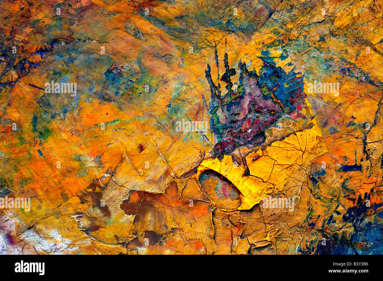 Nahaufnahme der trockenen Ölfarbe auf die künstlerische palette Stockfoto