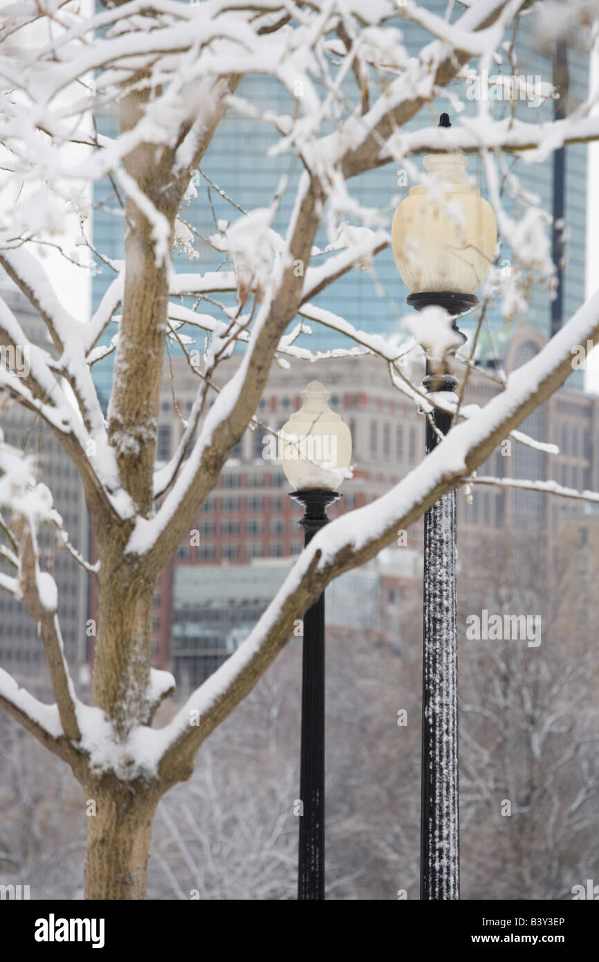 Boston Public Garden im Winter. Stockfoto