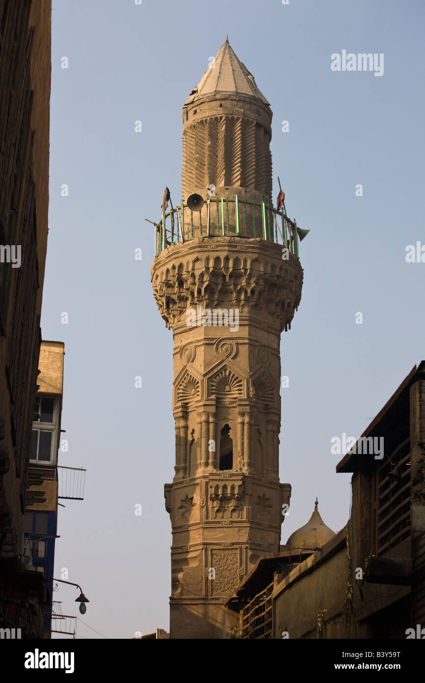 Minarett von al-Alaya, Bulaq, Kairo, Ägypten Stockfoto