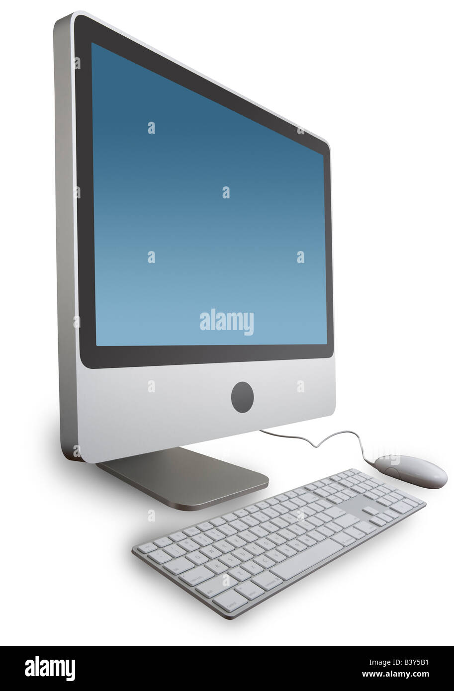 Einem modernen Flachbildschirm-Computer mit einem leeren blauen Bildschirm Dies ist ein Silo mit zwei Pfade enthalten - Bildschirm und alles Stockfoto