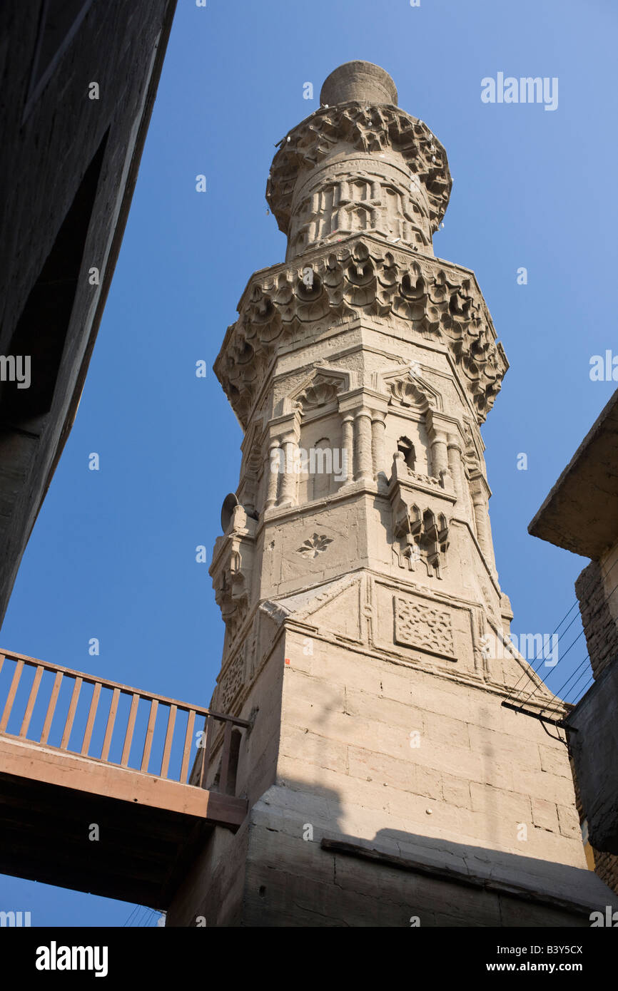 Minarett, Qaraquja al-Hasani Moschee, Kairo, Ägypten Stockfoto