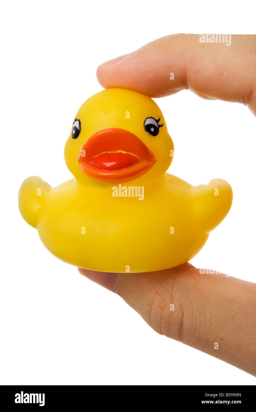 Rubber duck in der hand Stockfoto