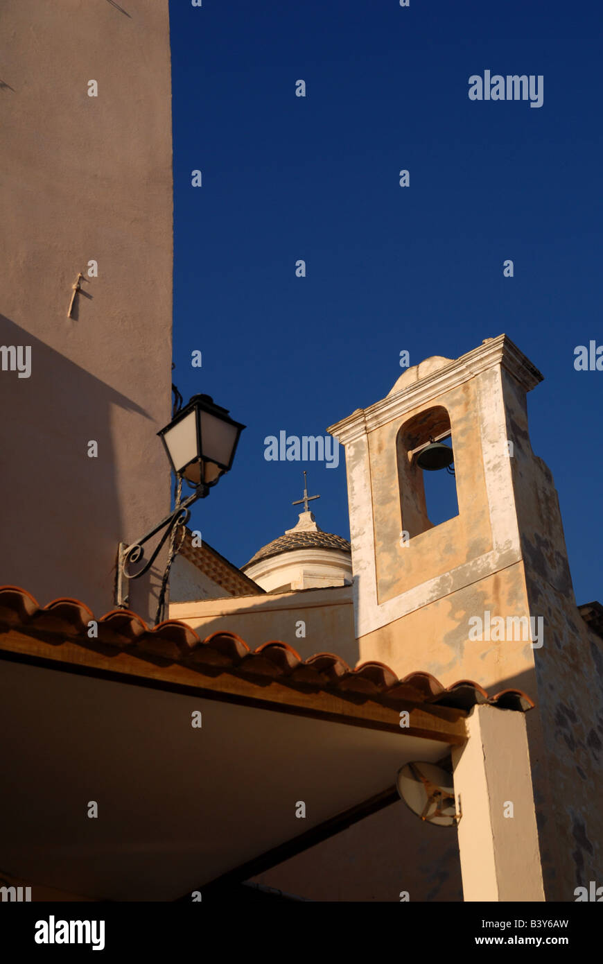 Detailbild der Gebäude in der Zitadelle Burg Calvi Korsika Corse Frankreich Stockfoto
