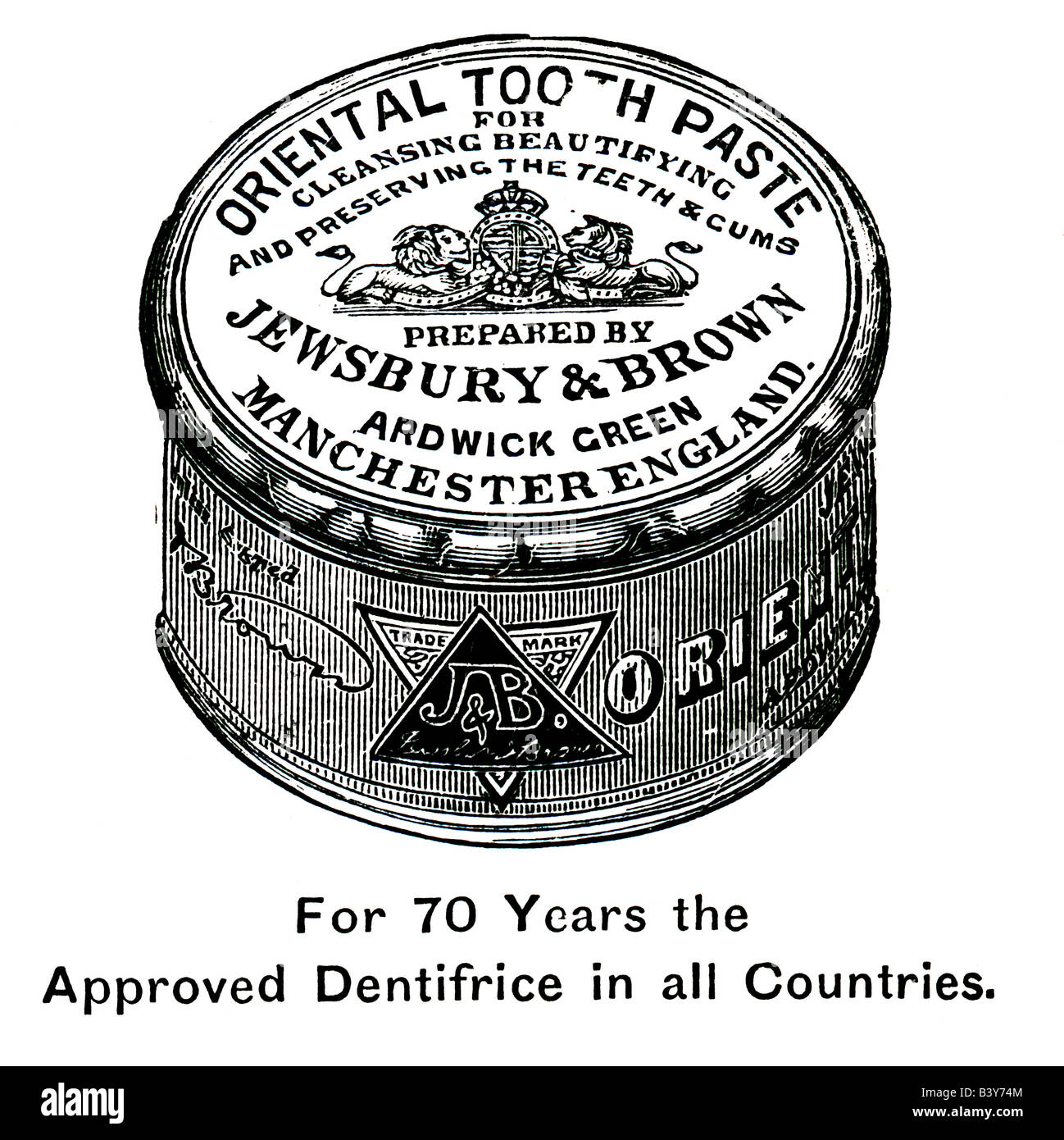 1897 viktorianischen Werbung für Jewsbury & Brown von Manchester Dental Zahnpasta oder Zahnpaste für nur zur redaktionellen Nutzung Stockfoto