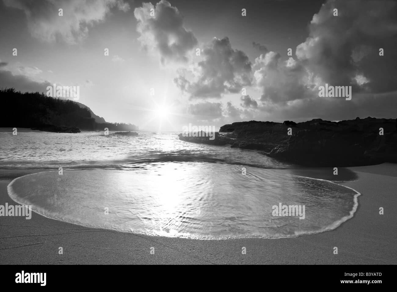 Lumaha, die ich bei Sonnenuntergang Kauai Hawaii Strand Stockfoto