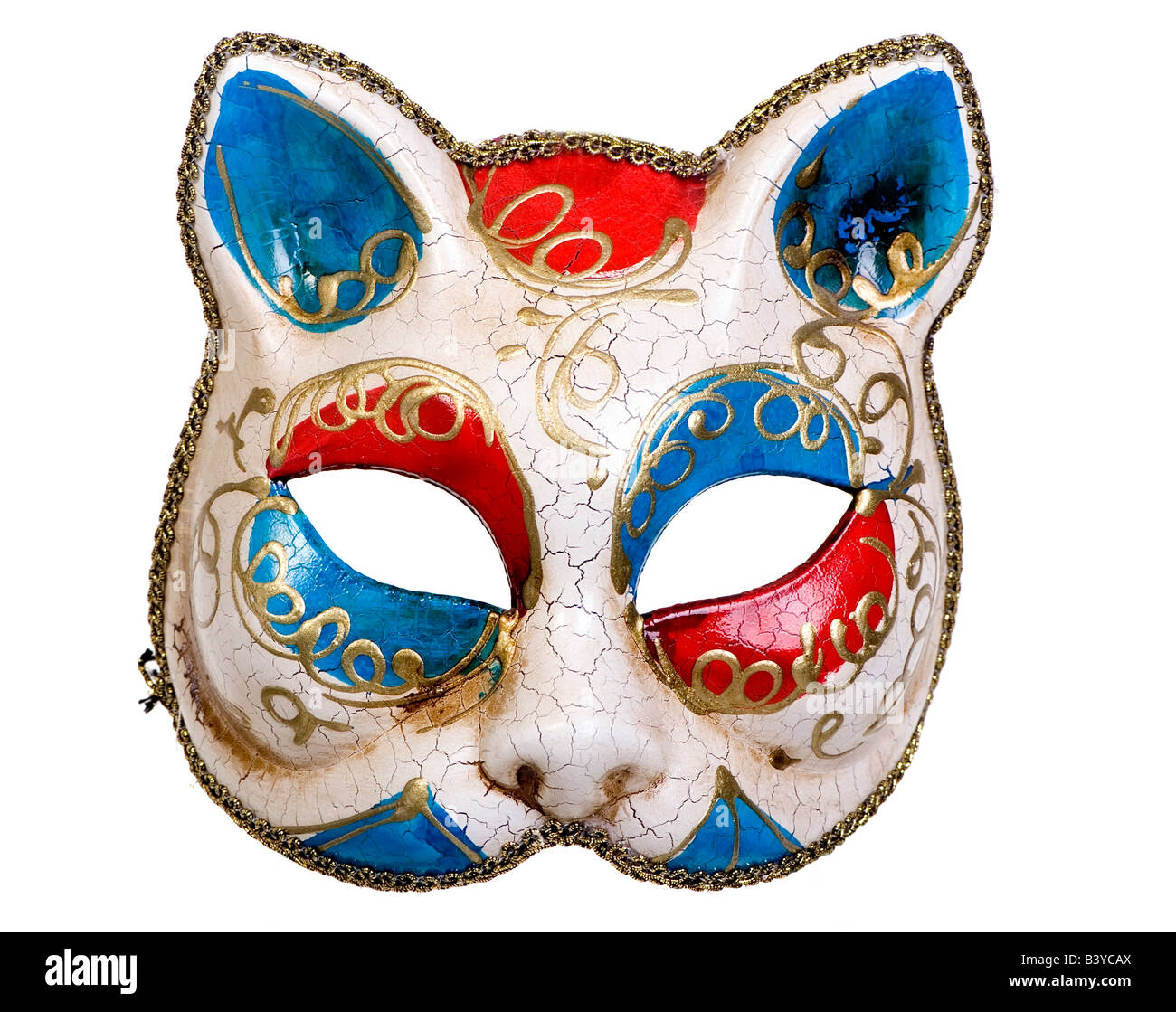 Eine schöne Carnivale Maske aus Venedig Italien isoliert auf weiß Stockfoto