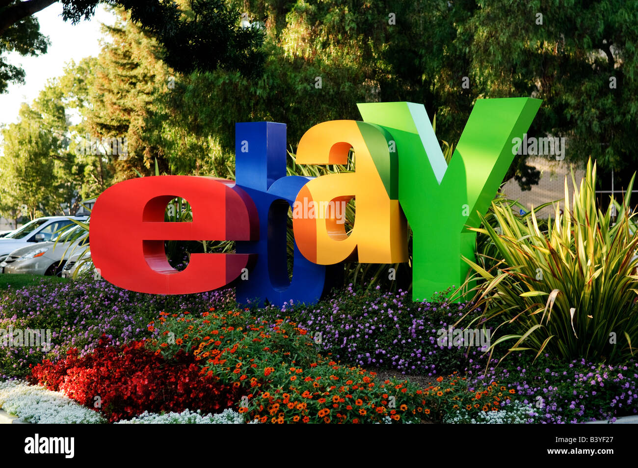 eBay-Schild am Stammsitz des Unternehmens in San Jose Stockfoto