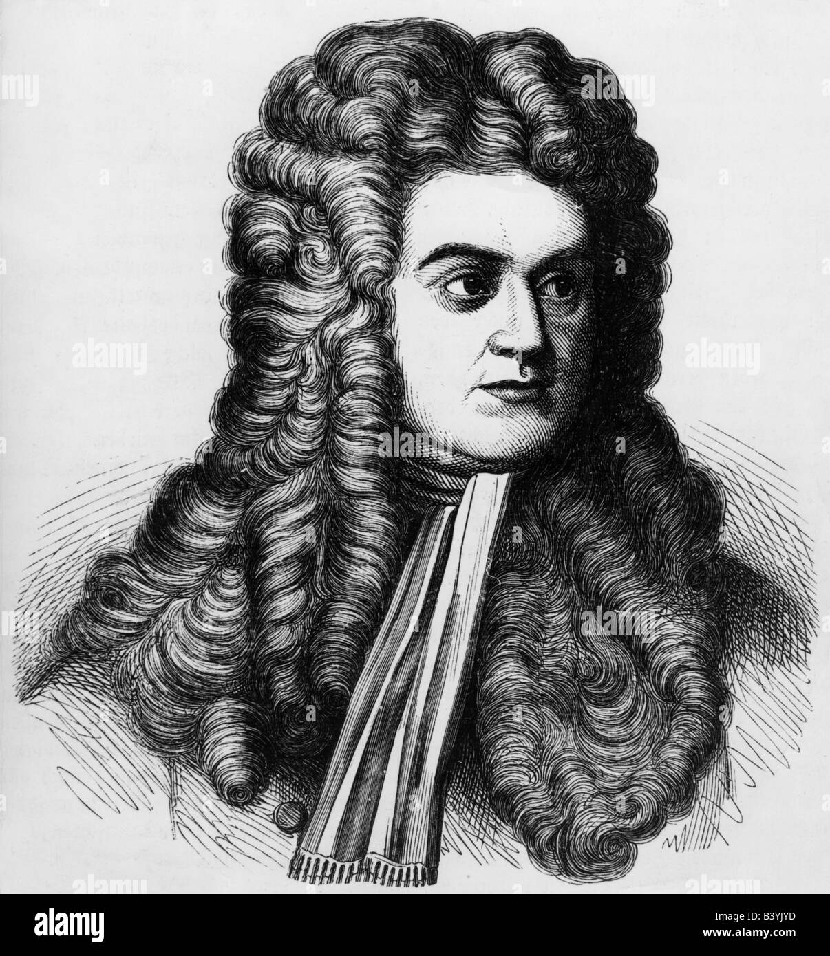 Newton, Isaac Sir, 5.1.1643 - 31.3.1727, britischer Physiker, Porträt, nach zeitgenössischem Porträt, später Holzschnitt, Stockfoto