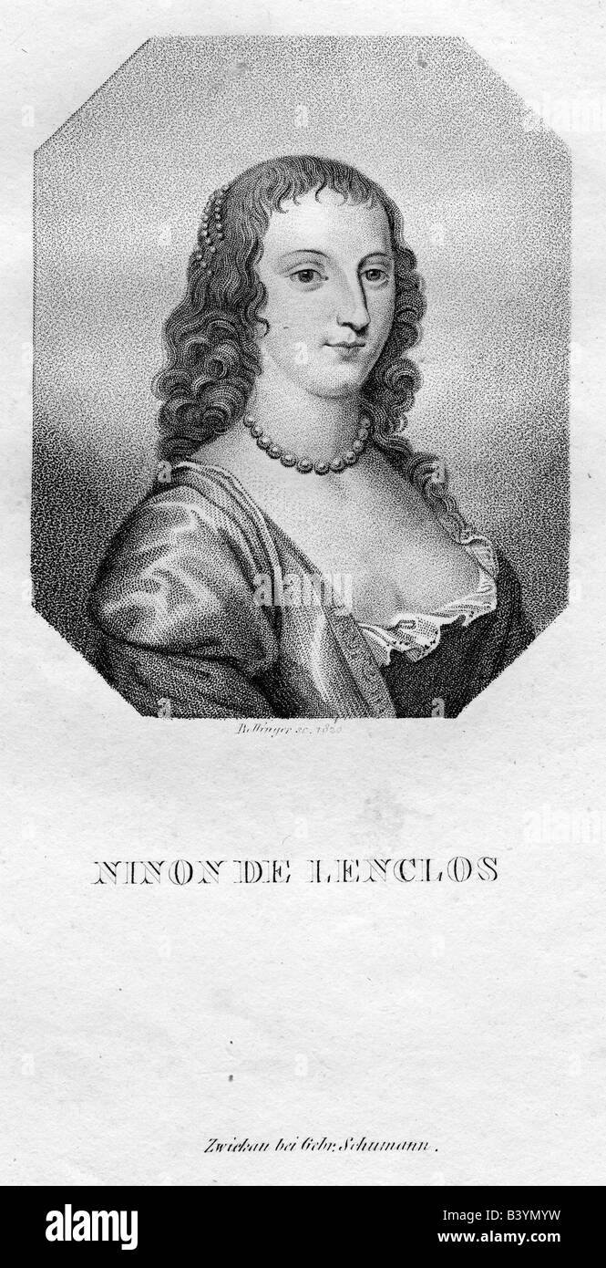 Lenclos, Anne Ninon' de, 15.5.1616 - 17.10.1705, französische Autorin/Autor, Porträt, Stahlstich von Friedrich Wilhelm Bollinger (1777 - 1825), aus dem 19. Jahrhundert, Artist's Urheberrecht nicht gelöscht werden Stockfoto