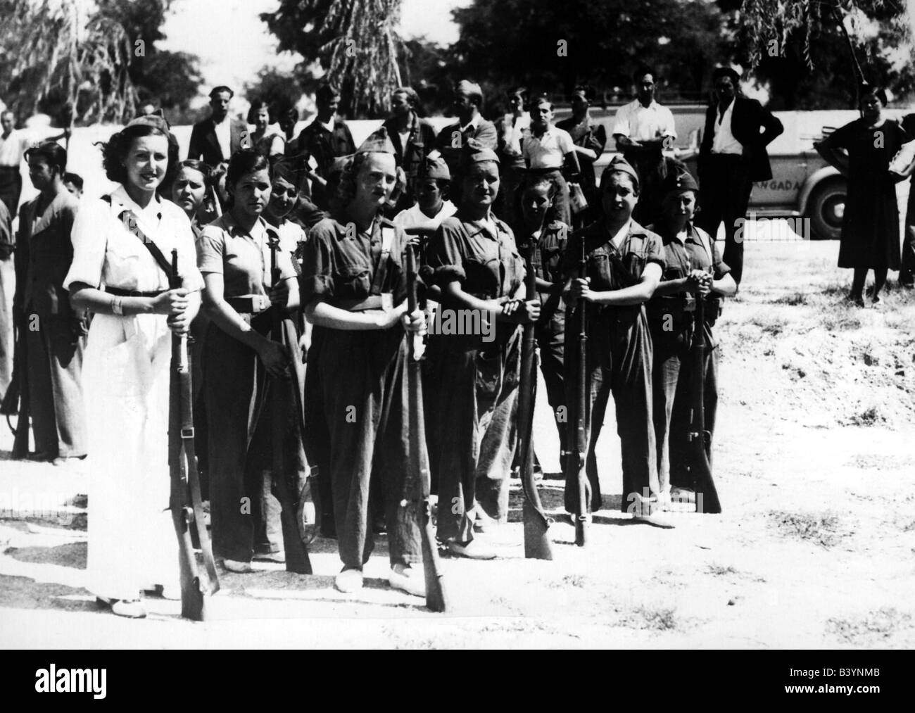 Geografie/Reisen, Spanien, spanischer Bürgerkrieg 1936 - 1939, Mitglieder des republikanischen Miliz-Bataillon "Largo Caballero", 1936, Stockfoto