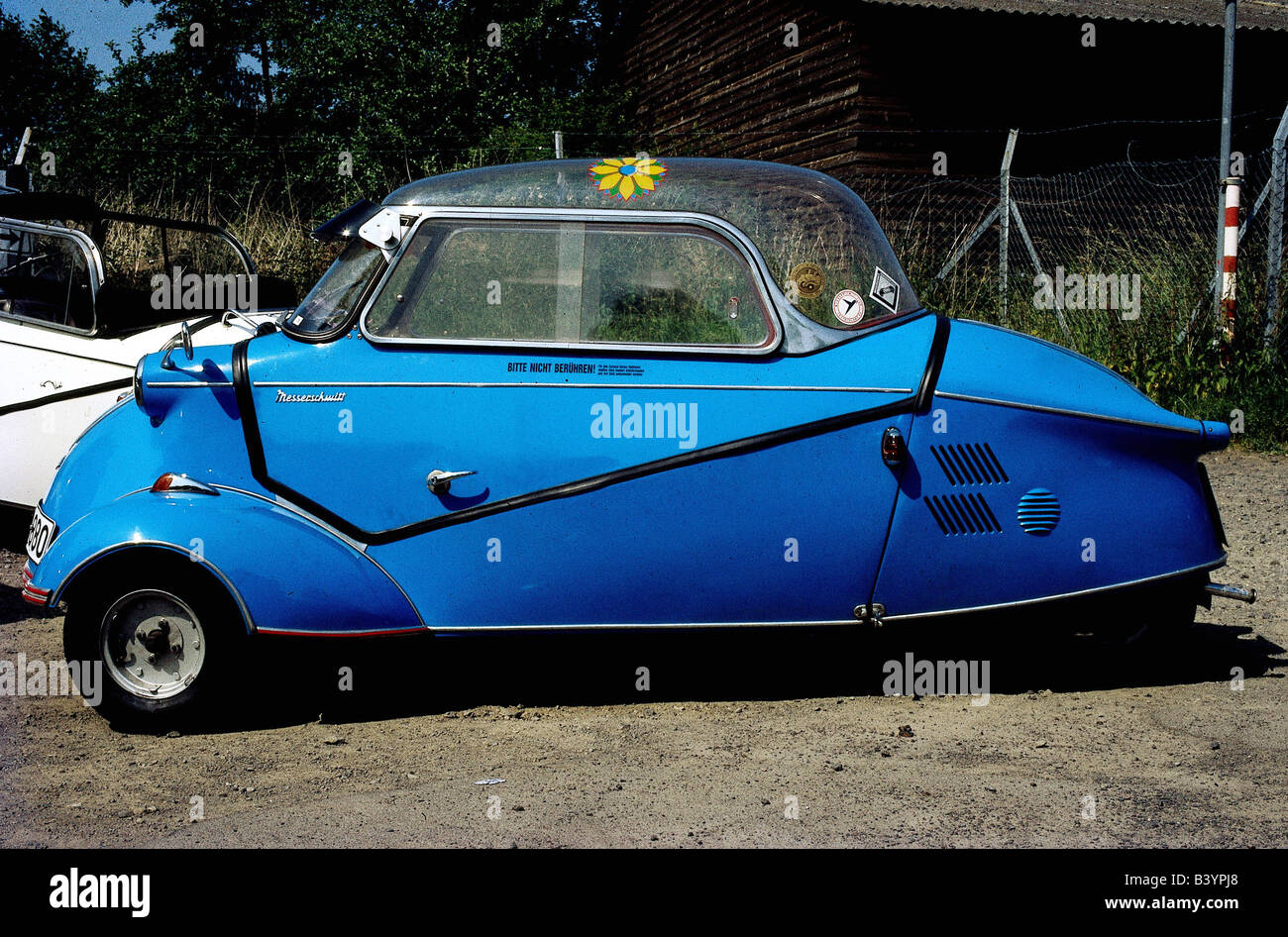 Transport/Transport, Auto Messerschmitt Kabinenroller, 1950er, 50er, Dreirad, Rad, blau, Stockfoto