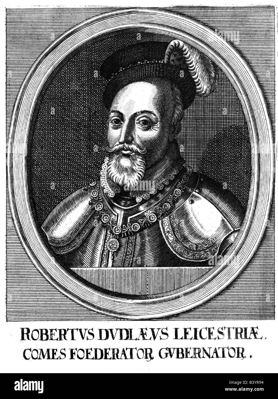 Dudley, Robert 24.6.1532 - 4. 9.1588, Graf von Leicester, englischer Politiker, Generalgouverneur der Niederlande 1586 / 1587, zeitgenössische Anonymer Kupferstich, Artist's Urheberrecht nicht gelöscht werden Stockfoto