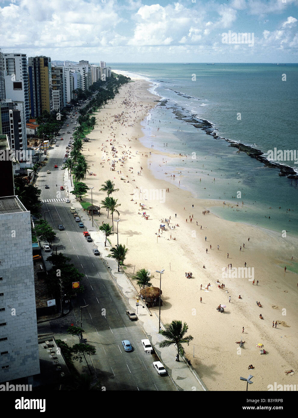 Geographie/Reise, Brasilien, Recife, Strand, Hotelhochhäuser, Wolkenkratzer, Küste, Küste, Meer, Stadt, Urlaub, Urlaub, Urlaub, Stockfoto