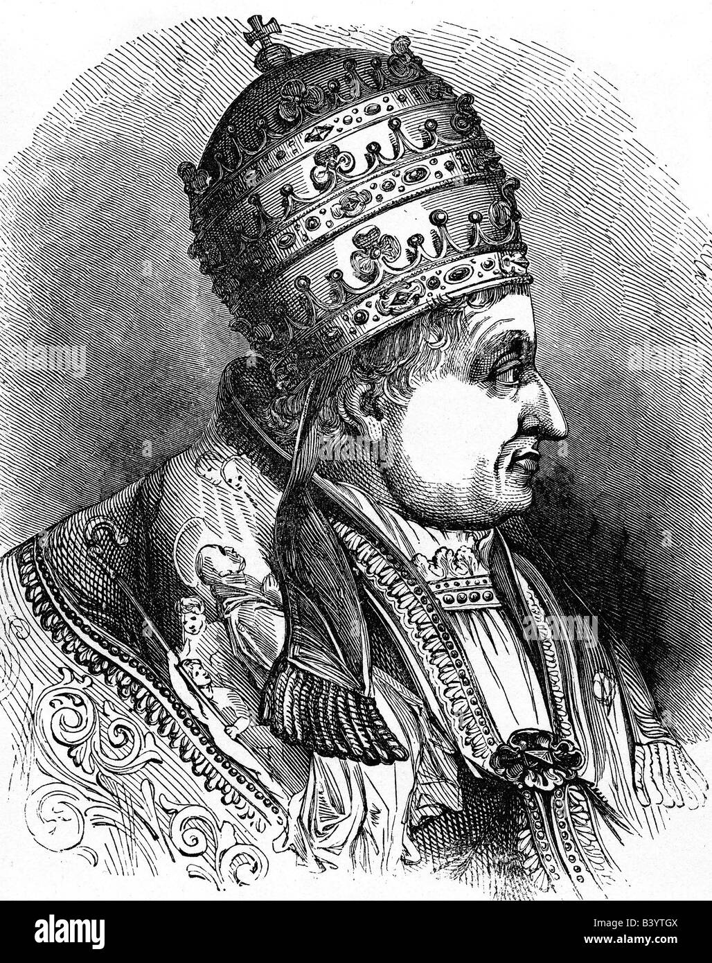 Gregor XVI. (Bartolomeo Alberto Capellari), 18.9.1765 - 1.6.1846, Papst 2.2.1.309 - 1.6.1846, Porträt, Holzgravur, ca. 1830, Stockfoto
