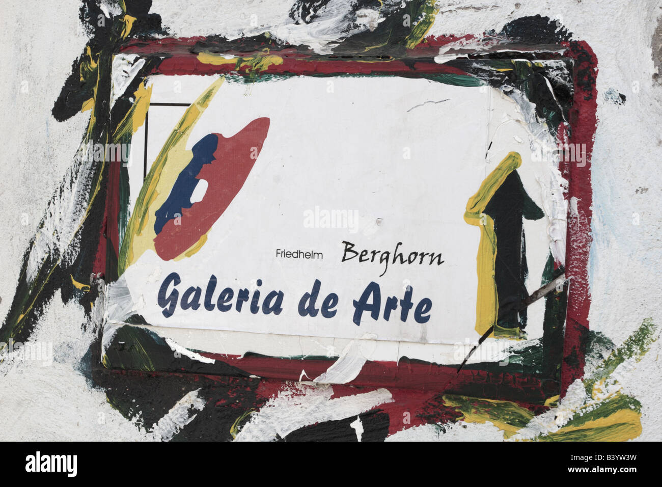 Gemalte Zeichen Werbung Galerie von Friedhelm Berghorn in Fataga Gran Canaria Kanaren Spanien Stockfoto Gemalte Zeichen Werbung Galerie von Friedhelm Berghorn in Fataga Gran Canaria Kanaren Spanien Stockfoto