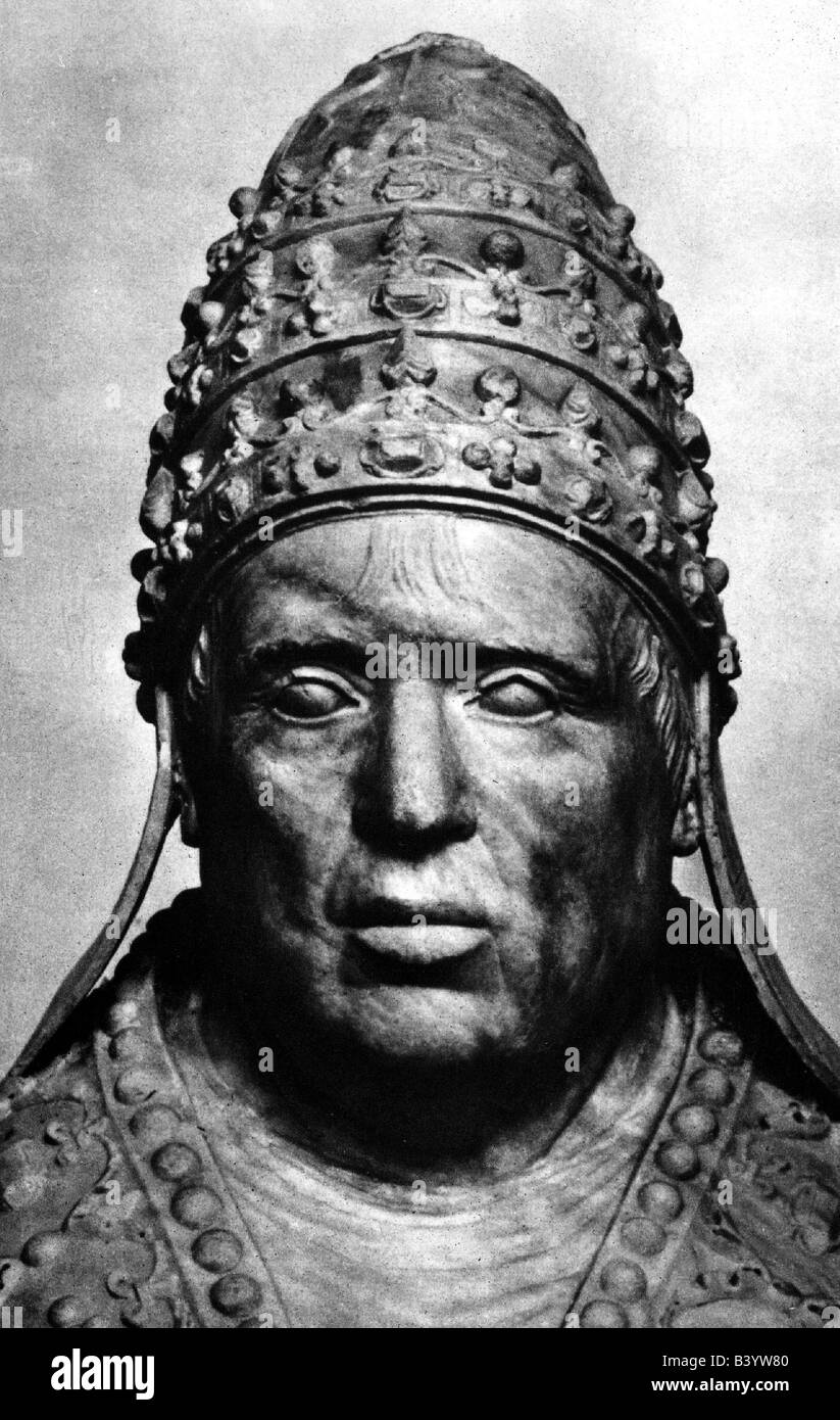 Alexander VI. (Rodrigo de Borja) 1.1.1431 - 18.8.1503, Papst 11.8.1492 - 1503, Porträt, Marmorbüste nach Pietro Torrigiani, Stockfoto