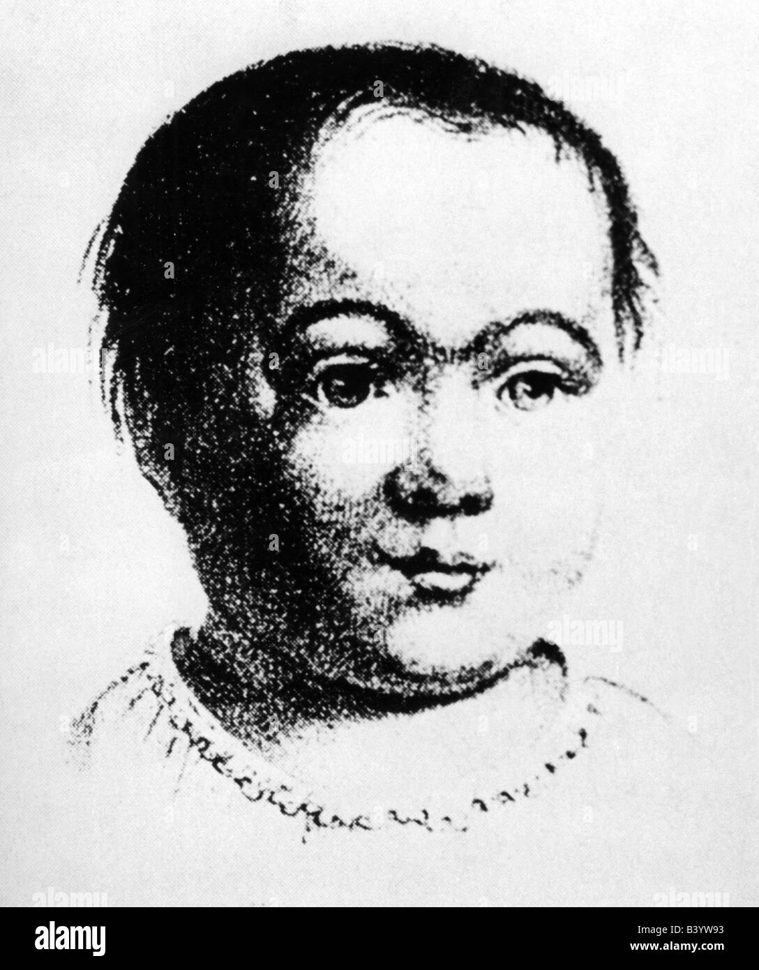 Marx, Edgar, 3.2.1847 - 6.4.1855, Sohn von Karl und Jenny Marx, Porträt, Zeichnung, ca. ab dem Jahr 1853, Stockfoto