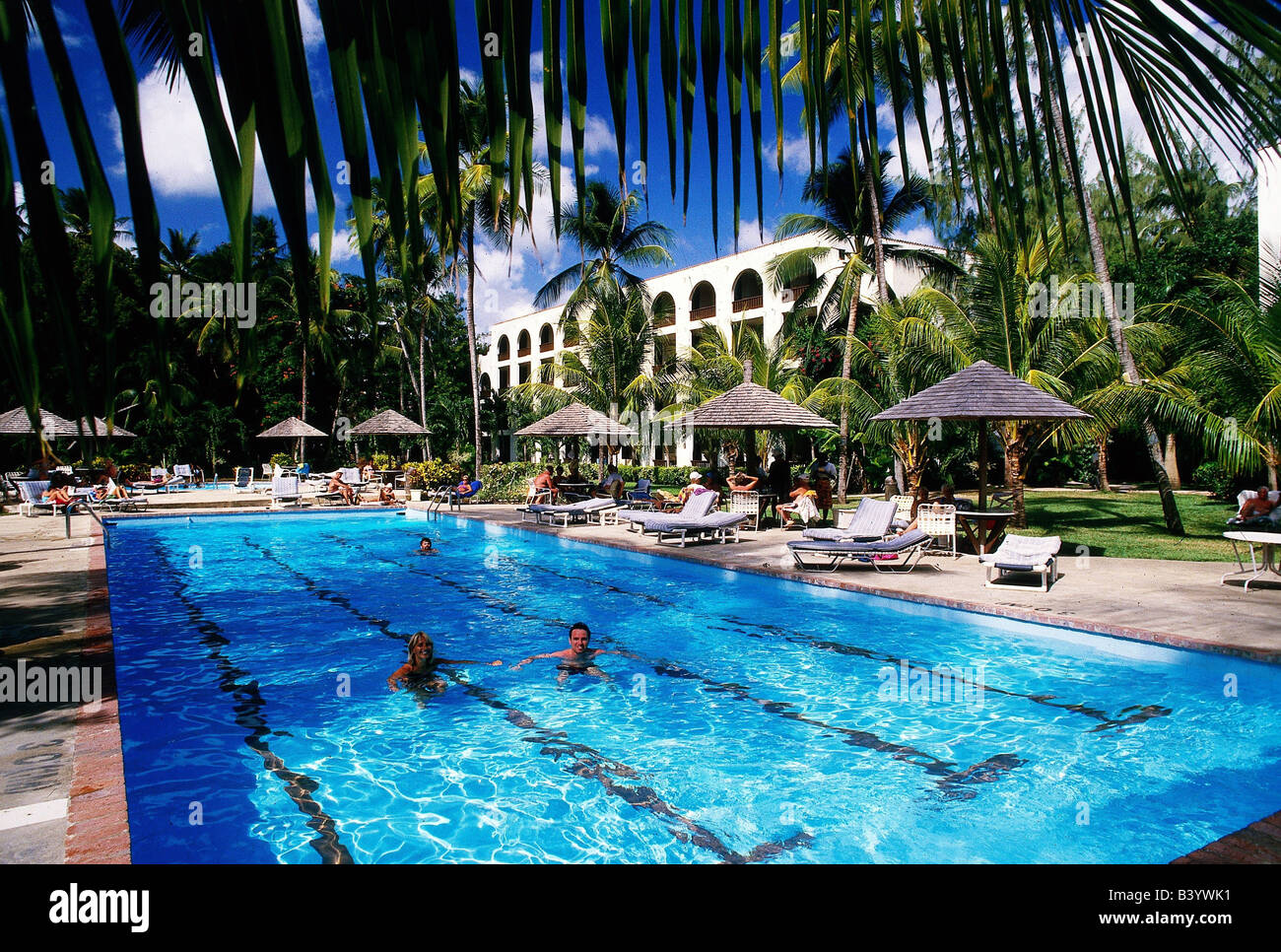 Geografie/Reisen, Barbados, Gastronomie, Hotels, Strand von Casuarina, Urlaub, Urlaub, Urlaub, Hotel, Schwimmbad, kleine Antillen, Stockfoto