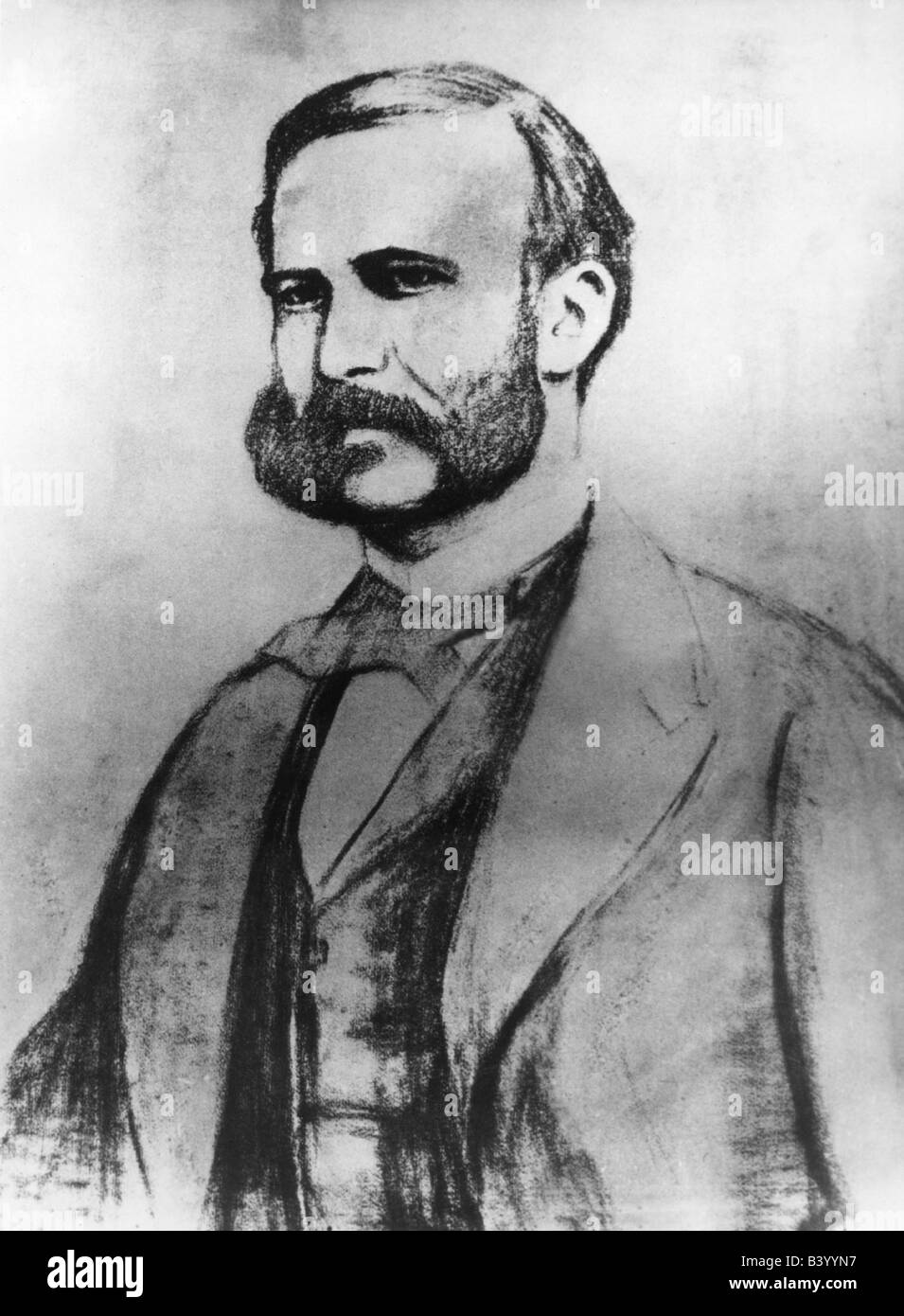 Dunant, Henry, 8.5.188 - 30.10.1910, Schweizer Philanthrop, Gründer des Internationalen Komitees vom Roten Kreuz (IKRK) 1963, halbe Länge, Zeichnung ca. 1965, Stockfoto