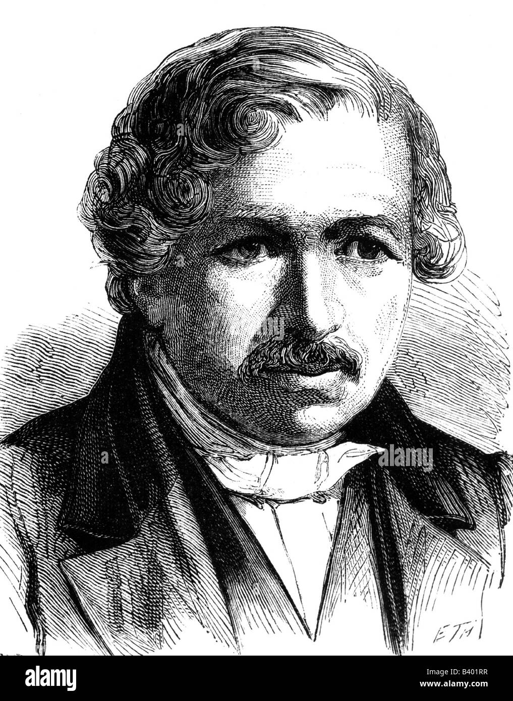 Daguerre, Louis Jacques Mande, 18.11.1789 - 10.7.1851, französischer Maler, Erfinder, Porträt, zeitgenössische Holzgravur, Stockfoto