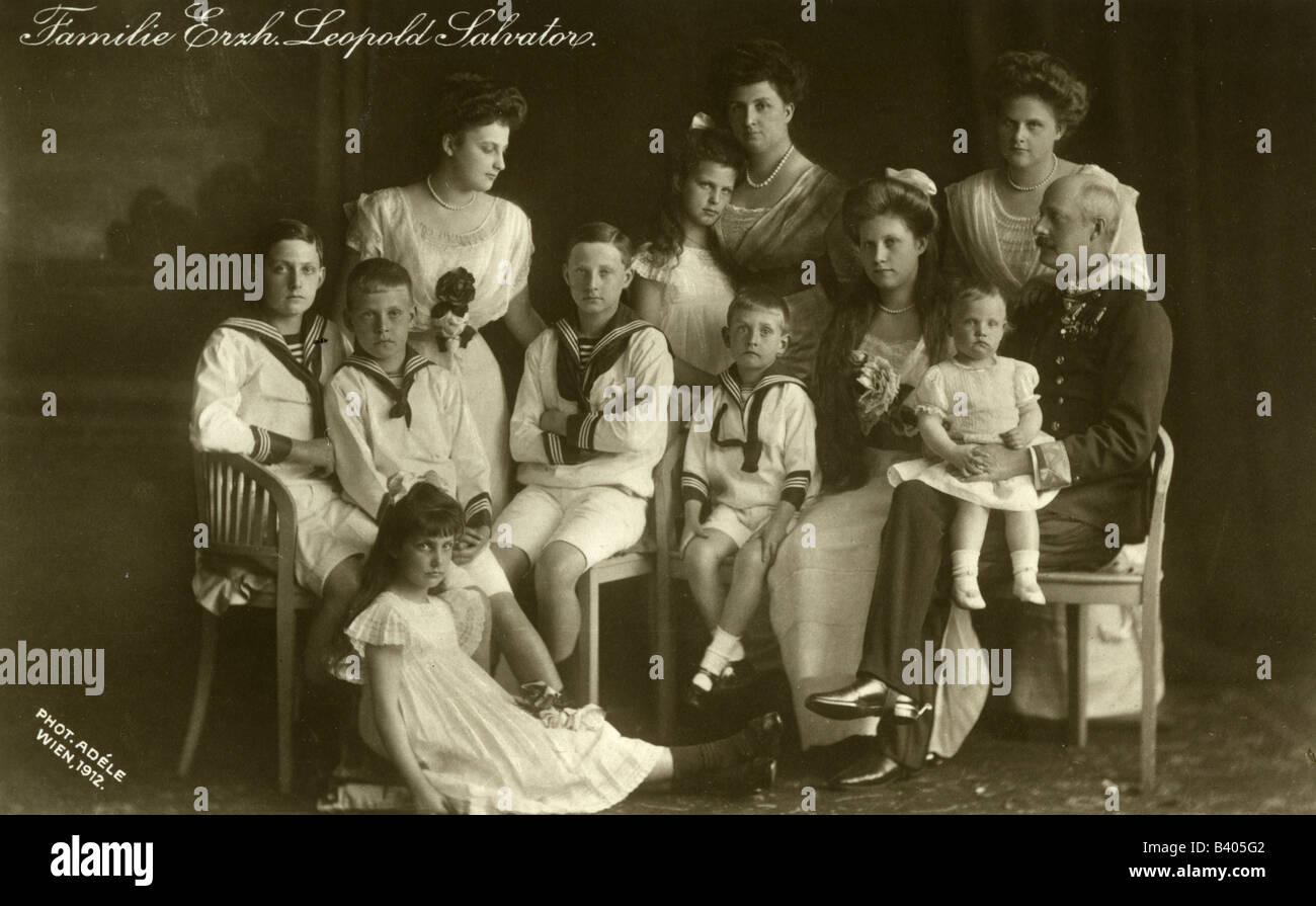 Von dem Studio Adele, Wien, 1912, führte der Erzherzöge von Österreich, mit Frau Blanca de Castilla de Borbon, und ihren Kindern, die vom 15.10.1863 bis 4.9.1931, Stockfoto