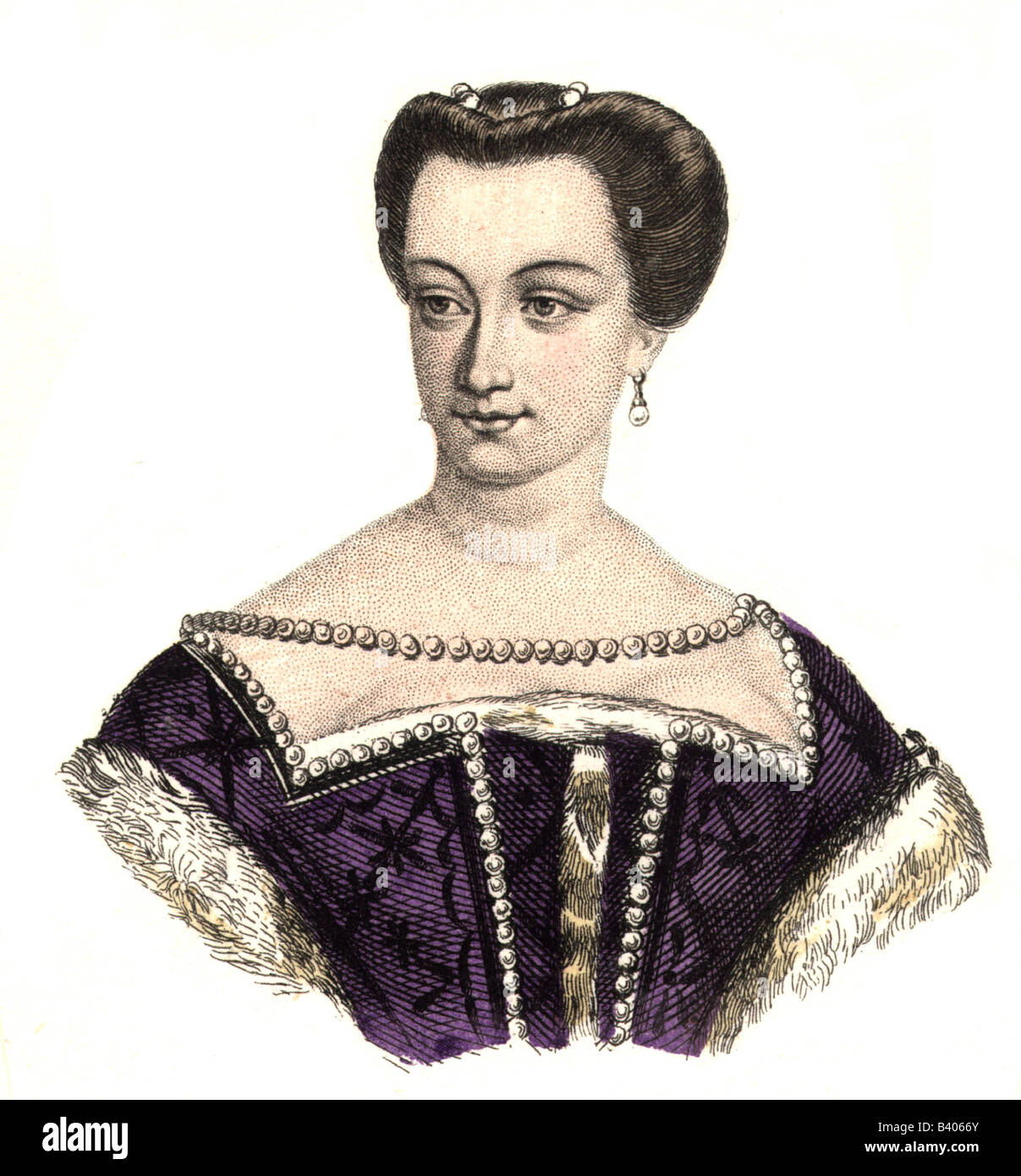 Diane de Poitiers, 3.9.1499 - 22.4.1566, Herrin von König Heinrich II. von Frankreich, Porträt, historisches Bild, Stahlstich, farbig, von August Weger, Leipzig, Deutschland, um 1870, Artist's Urheberrecht nicht gelöscht werden Stockfoto