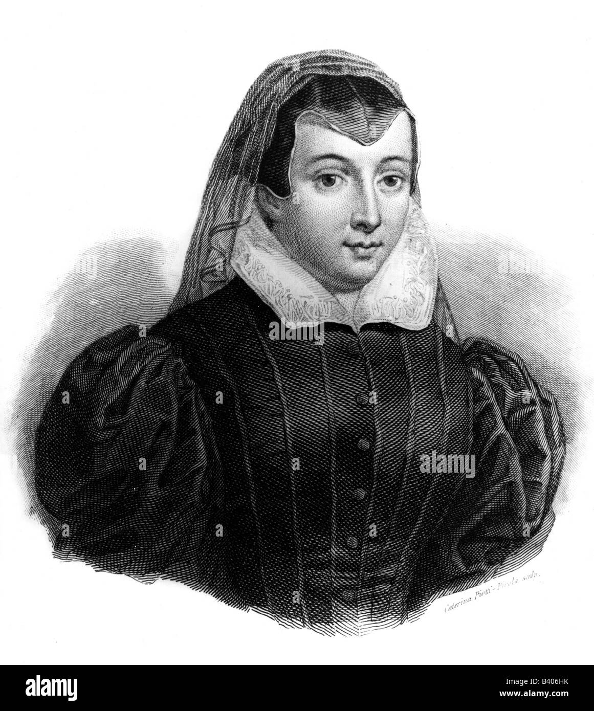 Katharina di Medici, 13.4.1519 - 5.1.1589, Königin von Frankreich 31.3.1547 - 10.7.1559, Ehefrau von König Heinrich II. von Frankreich, Porträt, Kupferstich nach Substermans, Artist's Urheberrecht nicht gelöscht werden Stockfoto