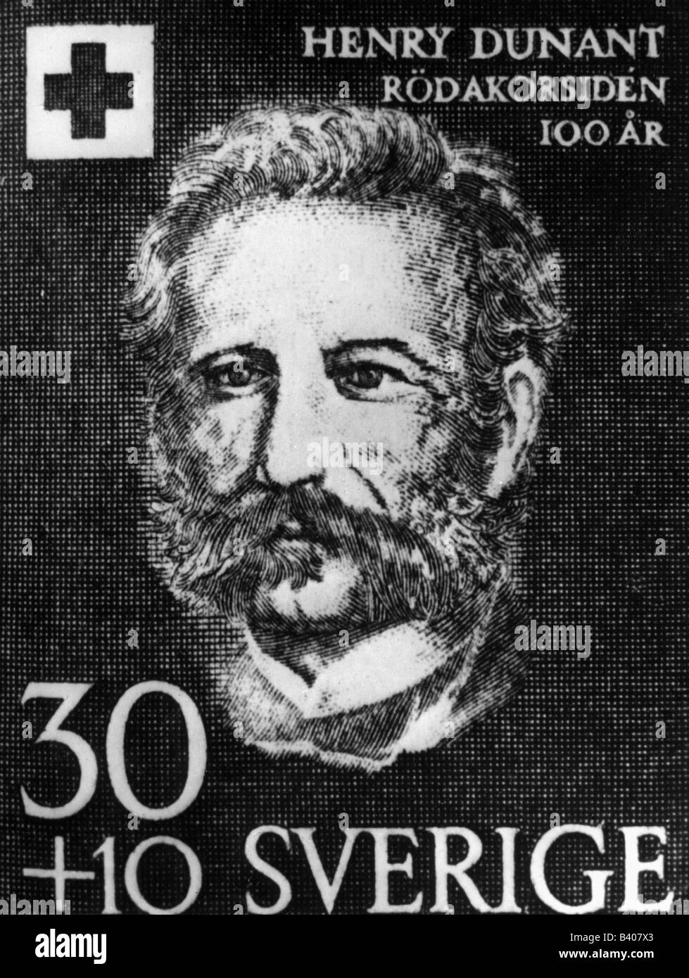 Dunant, Henry, 8.5.188 - 30.10.1910, Schweizer Philanthrop, Gründer des Internationalen Komitees vom Roten Kreuz (IKRK) 1963, Porträt, Stempel, Sonderausgabe, 1959, Stockfoto