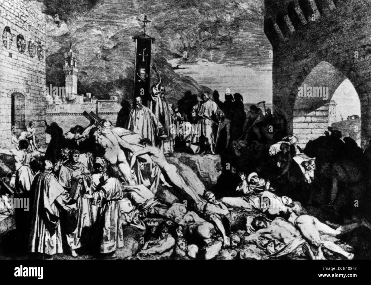 Medizin, Krankheit, Plage in Florenz, 1348, Stockfoto