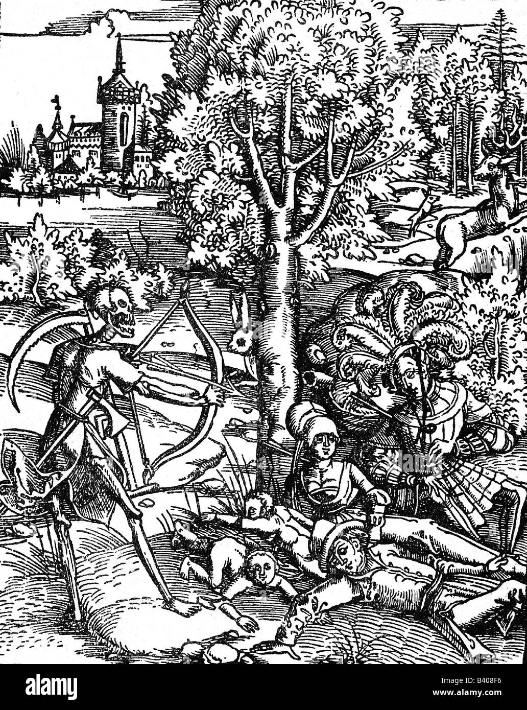Medizin, Krankheit, Plage, Allegorie, Holzschnitt, ca. 1514, Stockfoto