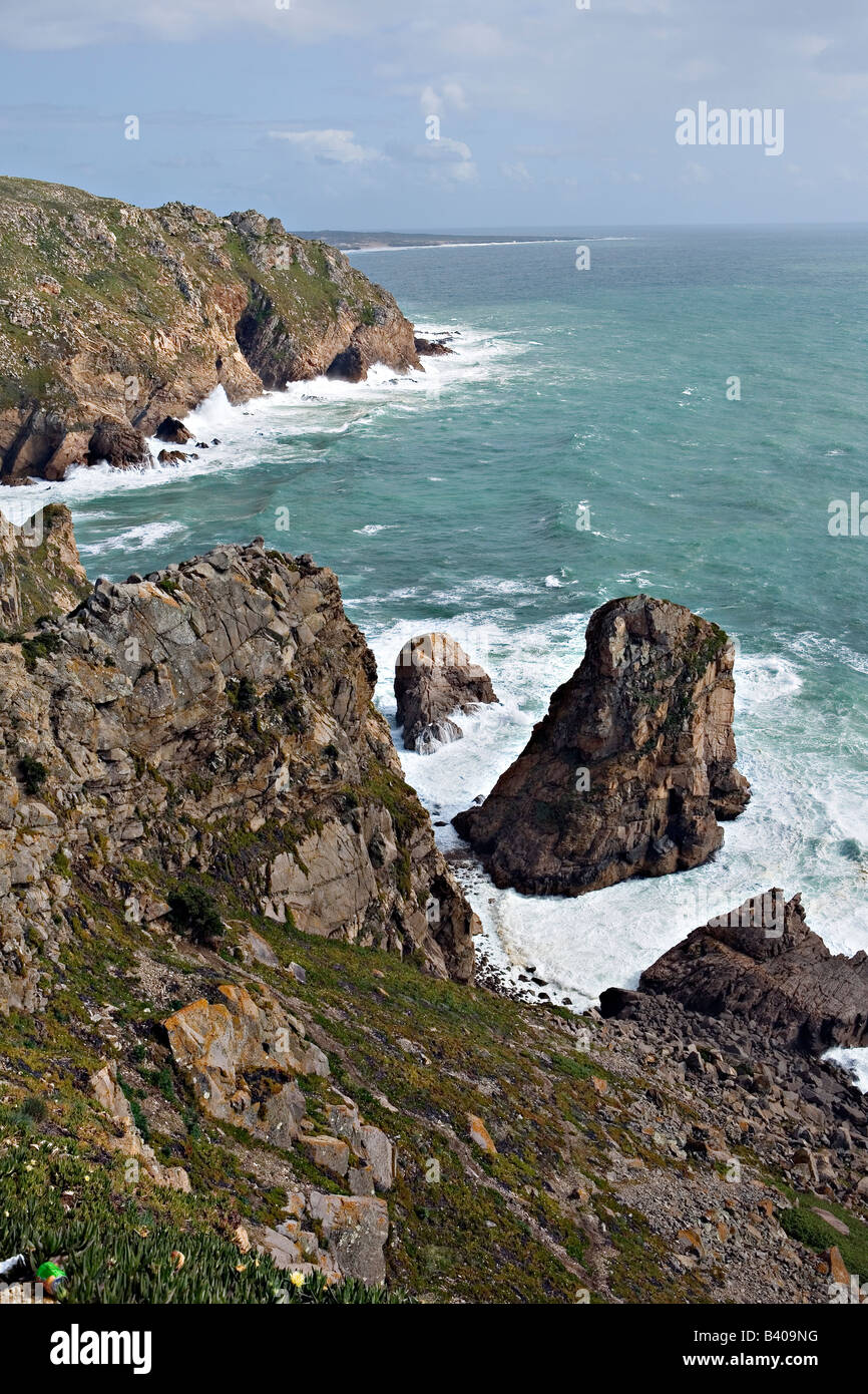 Klippen am Cabo da Roca oder Cape Roca in Portugal Stockfoto
