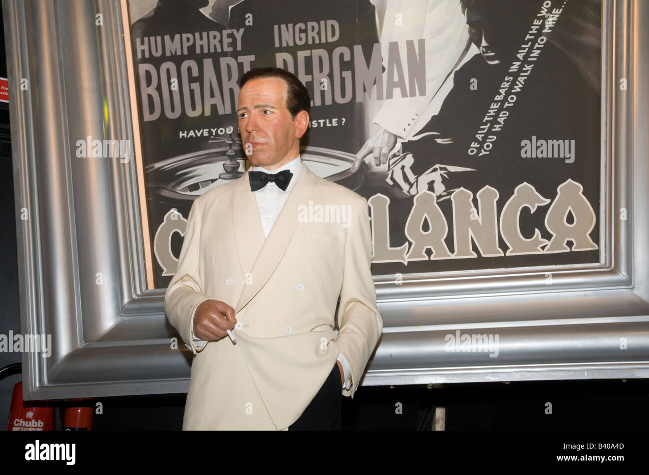 Waxwork Modell von Humphrey Bogart in dem Film Casablanca bei Madame Tussauds, London, UK Stockfoto