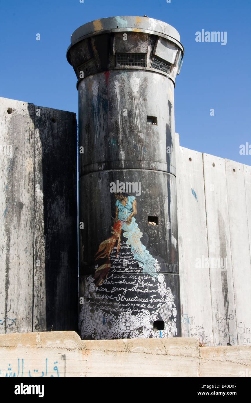 Ein Graffiti auf der Trennwand, Palästina Stockfoto