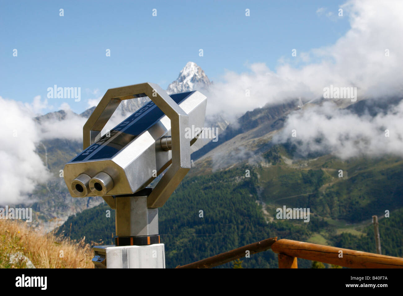 Aussichtspunkt in der Nähe der Flegere Cable Car Station, Les Praz, in der Nähe von Chamonix in den französischen Alpen. Stockfoto