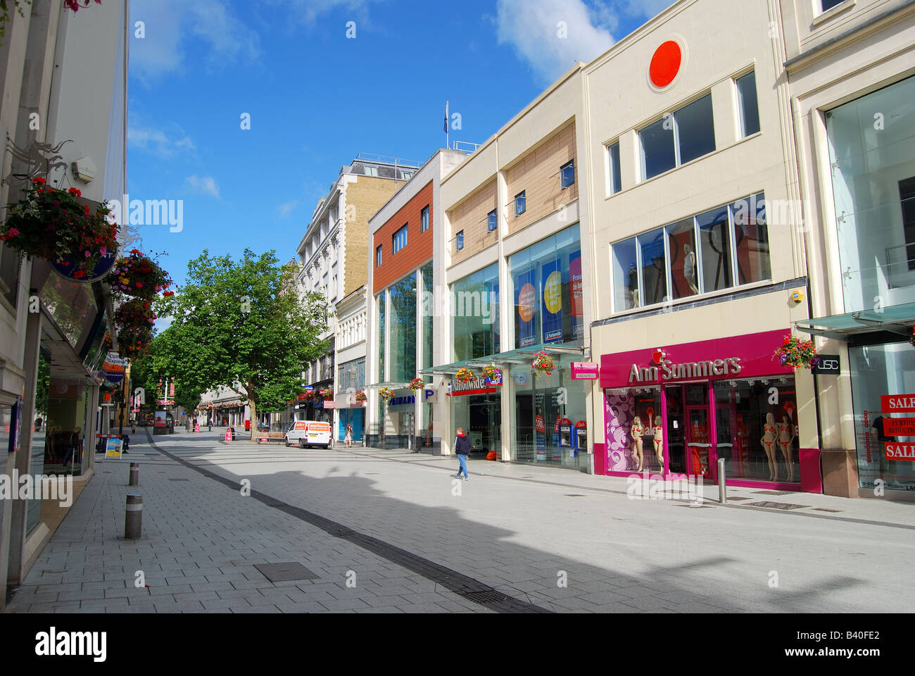 Fußgängerzone, shopping Street, Queen Street, Cardiff, Wales, Großbritannien Stockfoto