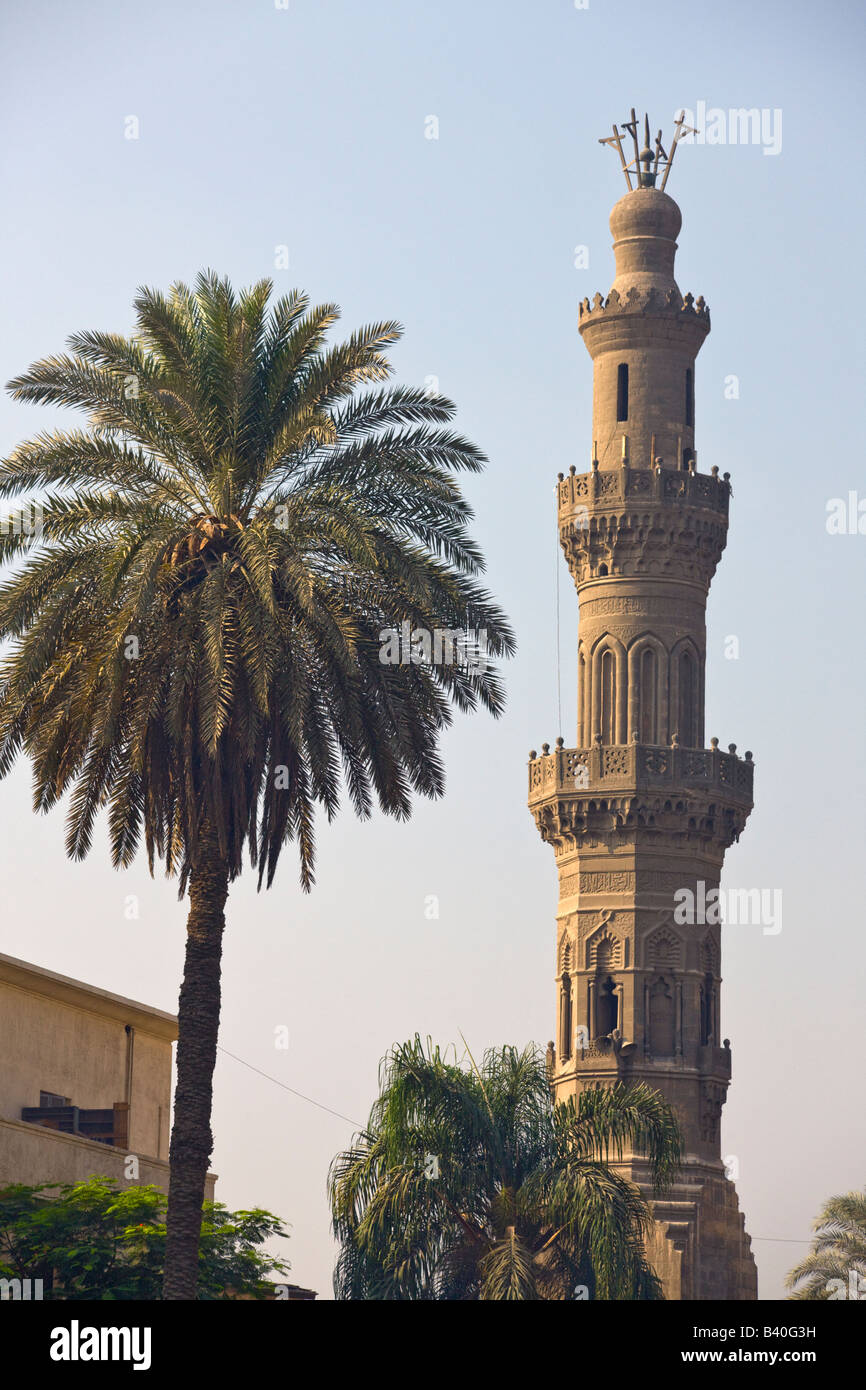 Minarett der Moschee von amir Bashtak, Kairo, Ägypten Stockfoto