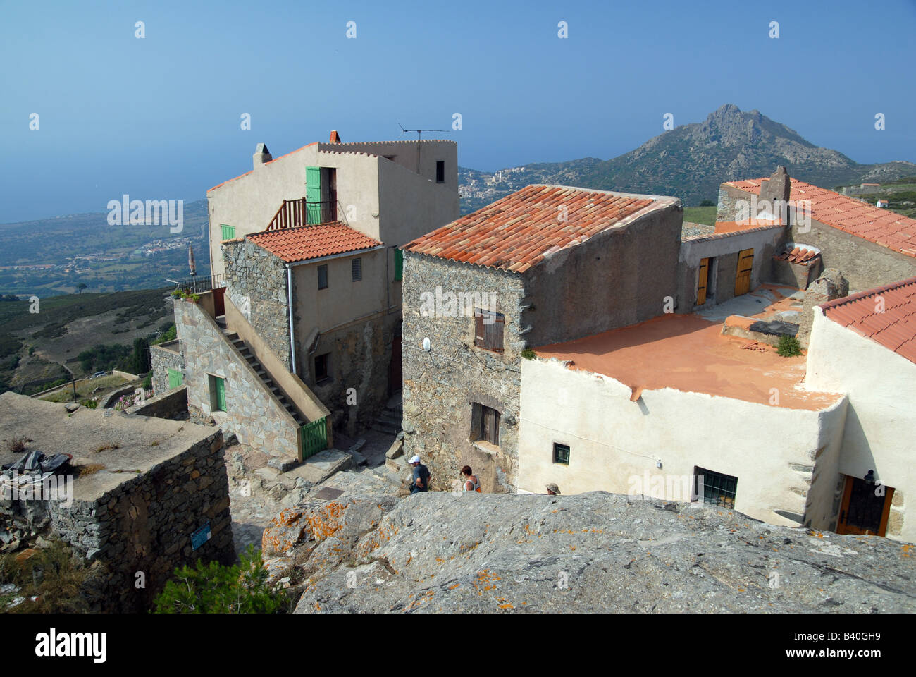 Das Hill Top Dorf Sant Antonino Balagne Korsika Frankreich Stockfoto