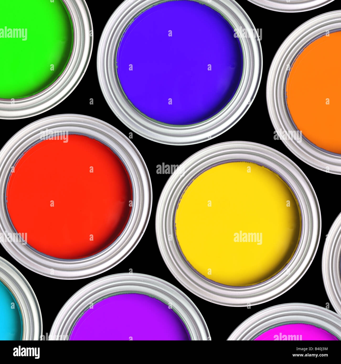 Hintergrundbild von bunte Farbdosen Stockfoto