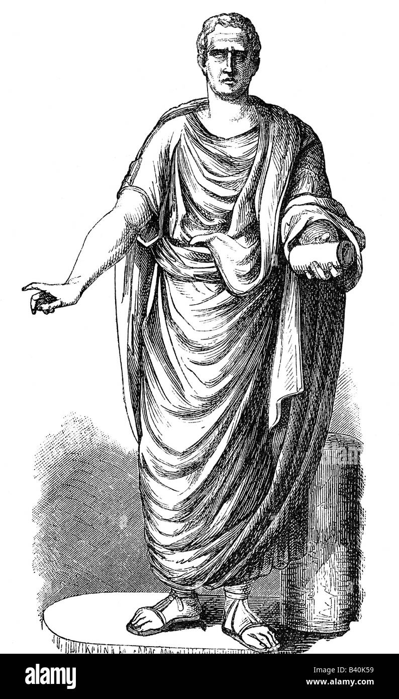 Cicero, Marcus Tullius, 3.1.106 - 7.12.43 v. Chr., römischer Politiker, Autor, volle Länge, ursprüngliche Gravur nach antiker Statue, 19. Jahrhundert, Philosophie, Antike, Konsul 63 v. Chr., Rat, Moral, Schriftsteller, Orator, Entmutiger, Sprecher, Toga, männlich, Mann, alte Welt, Menschen, Männer, Stockfoto