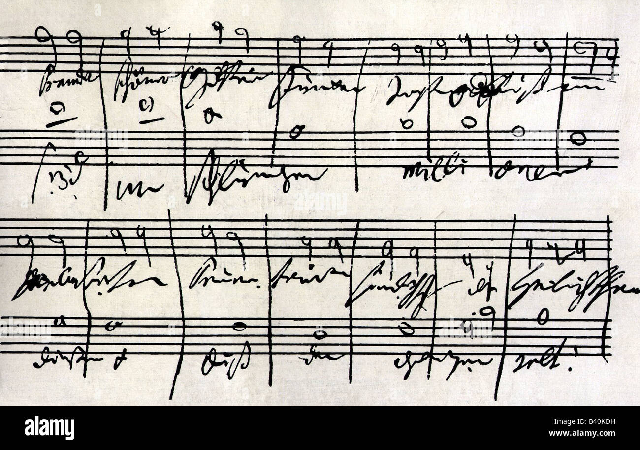 Beethoven, Ludwig van, 17.12.1770 - 26.3.1827, deutscher Komponist, Noten, Entwurf der Symphonie Nr. 9, Stockfoto